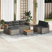 Set Divano Giardino 5 pz con Cuscini Grigio Polyrattan Acacia 3213538