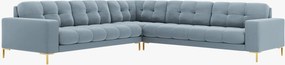 Divano angolare simmetrico Mamaia in velluto Bluvel gambe oro – L256 cm