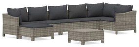 Set divani da giardino 8 pz con cuscini in polyrattan grigio
