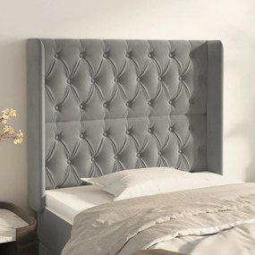 Testiera Ad Orecchio Grigio Chiaro 103x16x118/128 Cm İn Velluto /