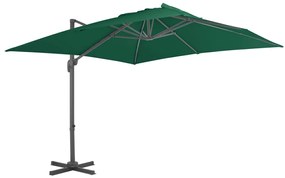 Ombrellone A Sbalzo Con Palo İn Alluminio 300x300 Cm Verde /