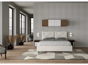 Letto contenitore imbottito 160x200 similpelle bianco Appia