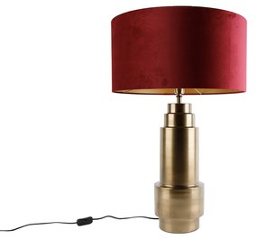 Lampada da tavolo in velluto bronzo con paralume rosso e oro 50 cm - Bruut