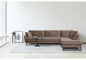 Divano angolare in velluto marrone-beige (angolo destro) Magic - Scandic