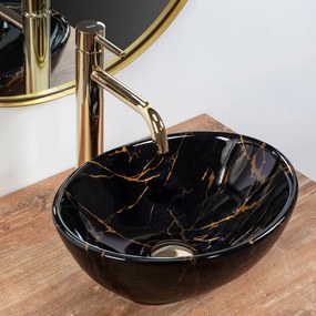 Lavabo da appoggio Rea Sofia Mini Black Marble Shiny