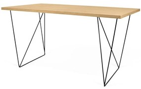 Scrivania in legno di quercia con gambe nere , 140 x 75 cm Flow - TemaHome