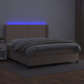 Giroletto Molle Materasso e LED Cappuccino 180x200cm Similpelle