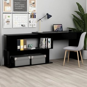 Scrivania Ad Angolo Nera 200x50x76 Cm İn Legno Multistrato /