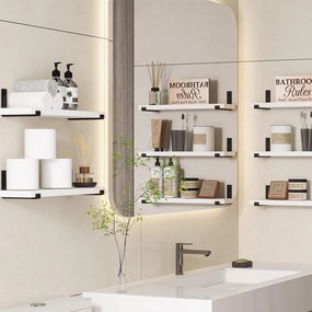 Set 5 Mensole da Parete 40x12x1,5 cm Scaffali da Muro con Staffe in Metallo Bianco...