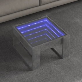 Tavolino Salotto Con Led Infinity Grigio Cemento 50x53x30 Cm /