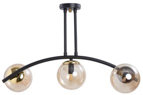 Lampada da soffitto giallo-nera con paralume in vetro ø 15 cm Yay - Squid Lighting