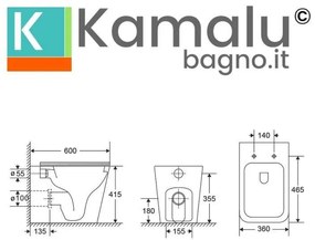 Kamalu - sanitari bagno filomuro senza brida | litos-tf