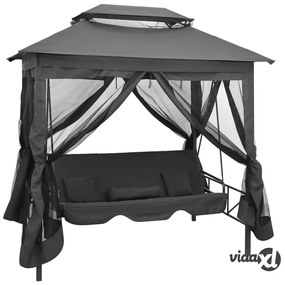 vidaXL Panchina a Dondolo Baldacchino Antracite 220x160x240 cm Acciaio