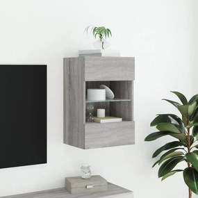 Mobile tv a parete con luci led grigio sonoma 40x30x60,5 cm