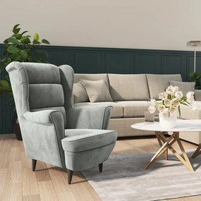 Poltrona Grigio Chiaro Velluto /