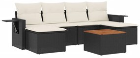 Set divani da giardino con cuscini 7pz nero polyrattan