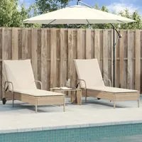 Lettini Prendisole 2 pz con Cuscini Beige in Polyrattan 3261438