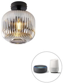 Lampada da soffitto intelligente nera con vetro fumé incl. Wifi A60 - Karel