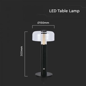 Lampada da tavolo LED dimmerabile ricaricabile 1W 5V 3000K 1800mAh nera