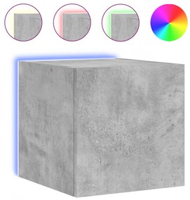 Mobile tv a parete con luci led grigio cemento 30,5x35x30 cm