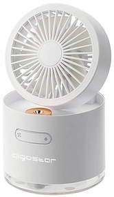 Aigostar - Mini ventilatore da tavolo wireless con umidificatore 10W/5V bianco