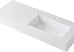 Lavabo a incasso rettangolare vasca a destra L 120.5 x H 15 x P 46 cm in resina bianco opaco