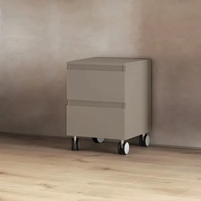 Carrello 2 cassetti 41x44xH58 multiuso in legno con ruote Tortora Opaco