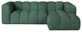 Divano angolare verde (con penisola a destra e chaise lounge) con rivestimento in velluto Cube – Bonami Selection