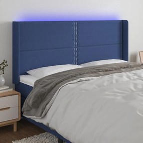 Testiera A Led Blu 163x16x118/128 Cm İn Tessuto /