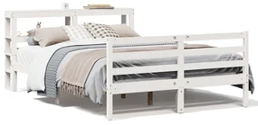 Letto Senza Materasso Bianco 160x200 Cm Legno Massello Di Pino /
