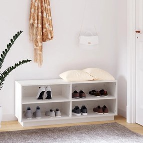 Scarpiera Bianca 110x34x45 Cm İn Legno Massello Di Pino /