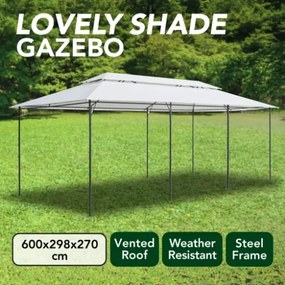 Gazebo 600x298x270 cm Bianco 180g/m²