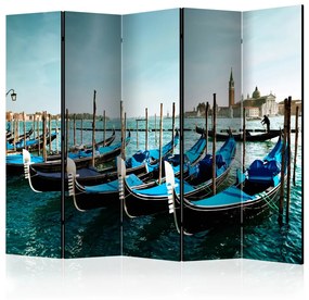Paravento Gondole sul Canal Grande, Venezia II - barche blu sull'acqua
