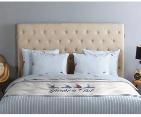 Set copripiumino e federa bianco/blu in cotone per letto singolo 140x200 cm Yachtclub – Good Morning