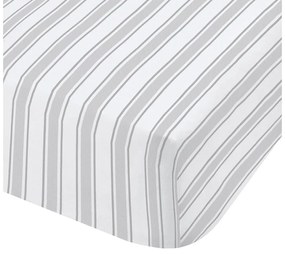 Lenzuolo in cotone grigio e bianco , 90 x 190 cm Check and Stripe - Bianca