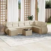 Set Divano da Giardino 9 pz con Cuscini Beige in Polyrattan 3221767