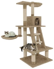 Albero per Gatto con Graffiatoio Cuccia Giocattolo Gatti Parco Giochi Tiragraffi in Sisal Naturale 116 cm