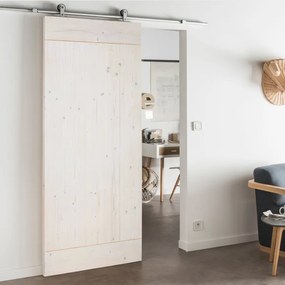 Porta scorrevole reversibile Smooth in legno bianco, L 96 x H 215 cm, con binario Loft Alluminio