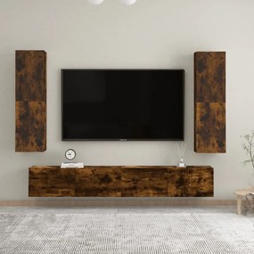 Mobili Porta Tv A Parete 2 Pz Rovere Fumo 30,5x30x110 Cm /