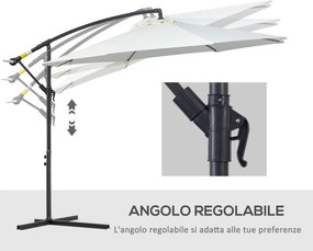 Ombrellone da Giardino Decentrato in Acciaio Ø3m  Bianco...