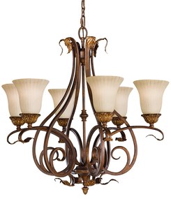 Lampadario Contemporaneo Sonoma Valley Acciaio Marrone Antico Vetro 6 Luci E27