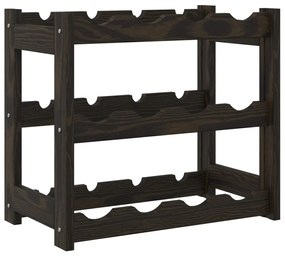 Portabottiglie per 12 bottiglie nero legno massello di pino