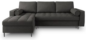 Divano letto angolare grigio scuro, angolo sinistro Santo - Milo Casa