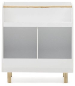 Kave Home - Libreria Serwa in MDF bianco con gambe e tavoletta in legno massiccio di pino