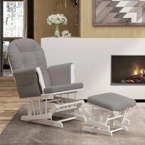 Poltrona Glider Con Sgabello Grigio Chiaro İn Tessuto /