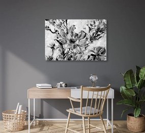 Quadro su tela – Fiori dipinti dell'estate in bianco e nero