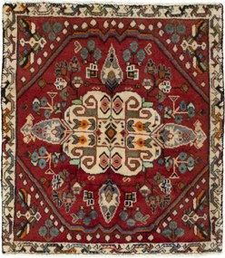 Shiraz Tappeto 70 x 60 Rosso (Iran) Annodato A Mano