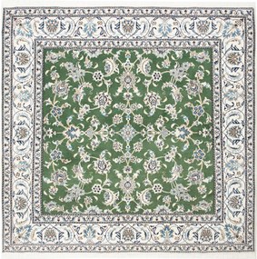 Nain Tappeto 200x190 Verde (Iran) Annodato A Mano