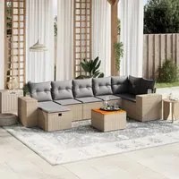 Set Divano da Giardino 8 pz con Cuscini Beige Misto Polyrattan 3265182