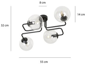 Lampadario da Soffitto BRENDI 4 in acciaio e vetro 4xE14